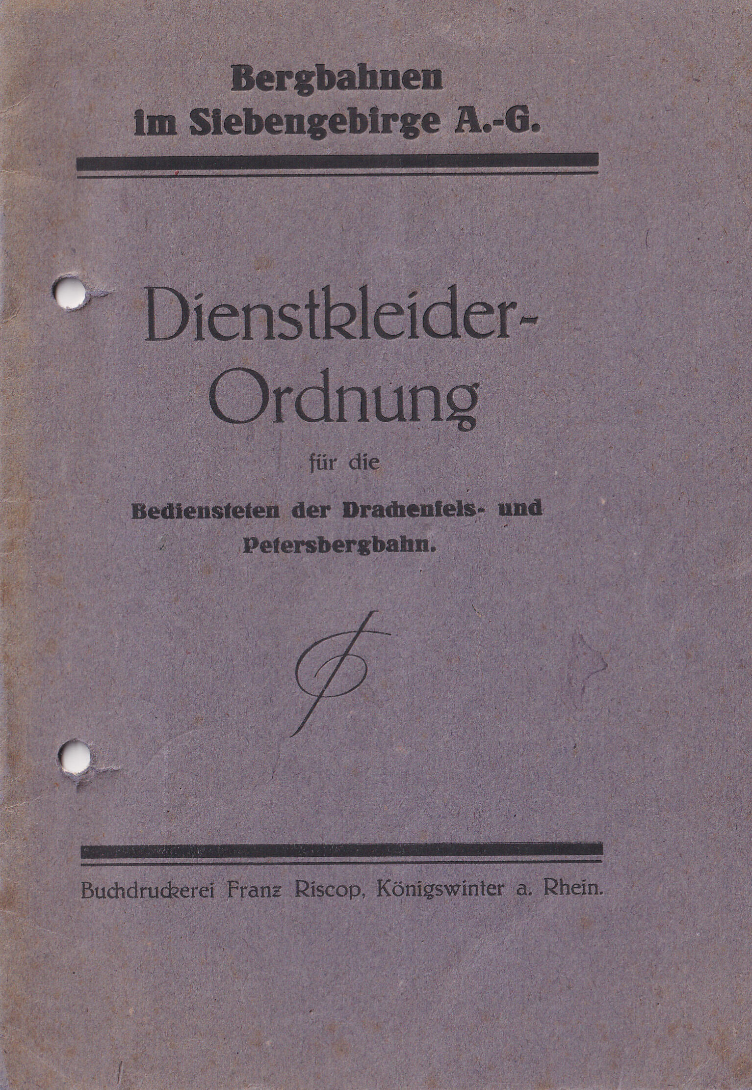 DIENSTKLEIDER-ORDNUNG (1924) Die Zusammenfassung der beiden Bahnen drückte sich auch in der gemeinsamen Bekleidung der Bediensteten aus.